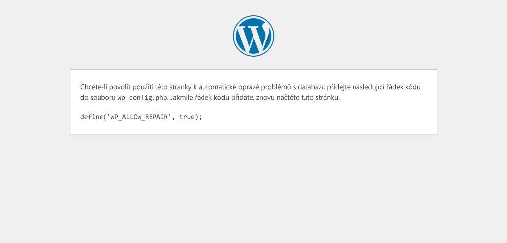 Oprava WordPress databáze