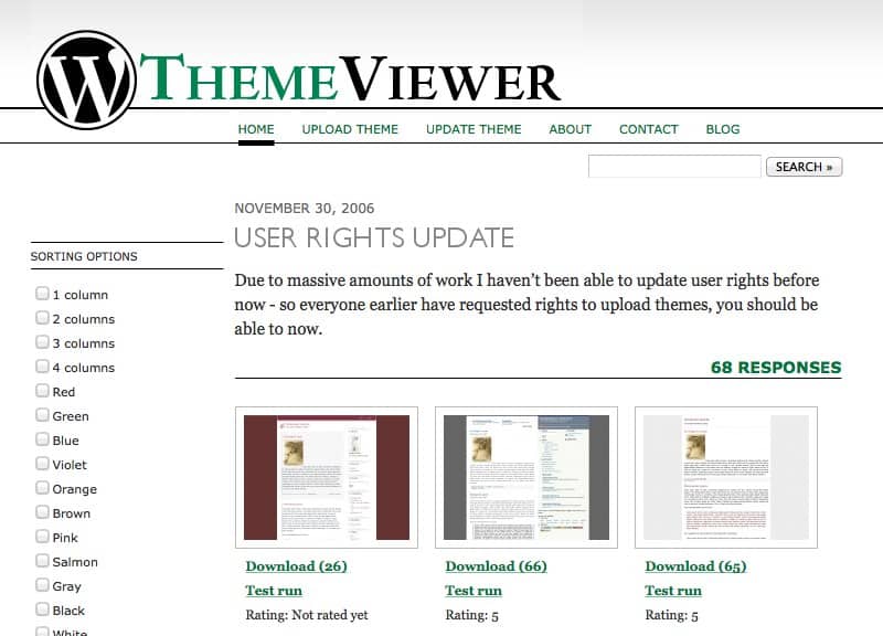 The WordPress Theme Viewer v roce 2007