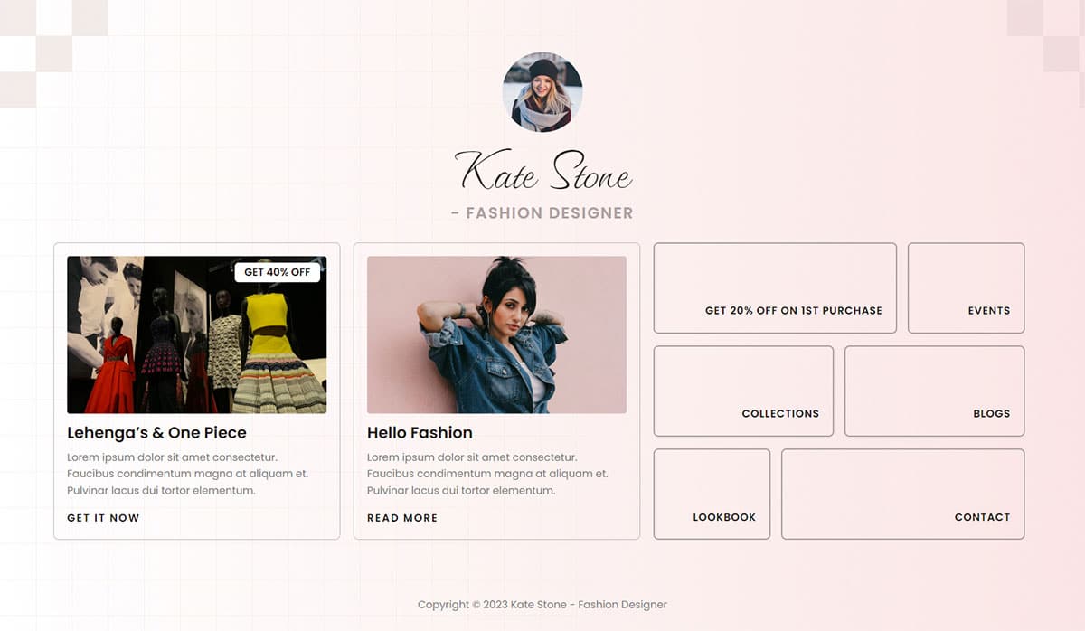 Náhled designu Kate Stone – Fashion Designer