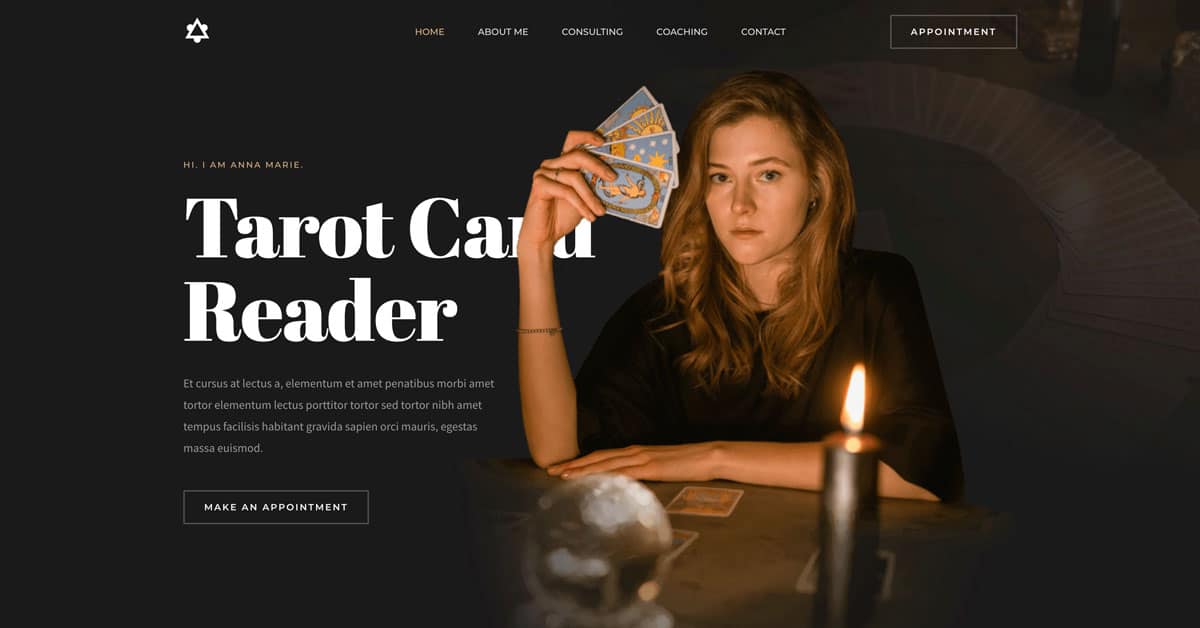 Náhled designu Tarot Card Reader
