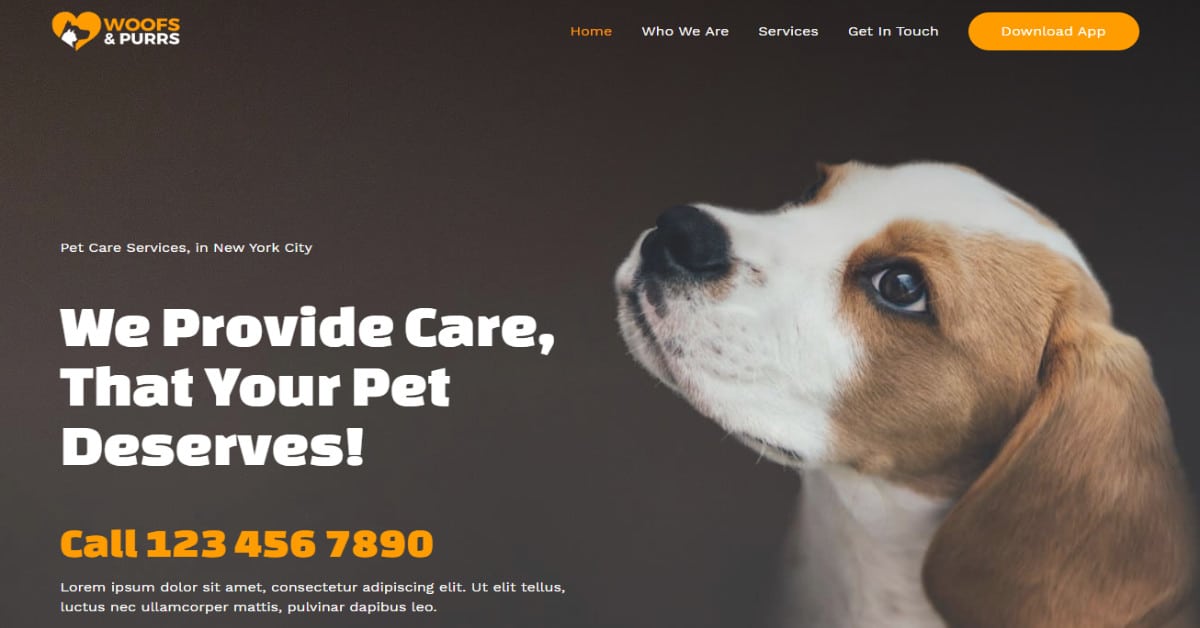 Náhled designu Pet Services