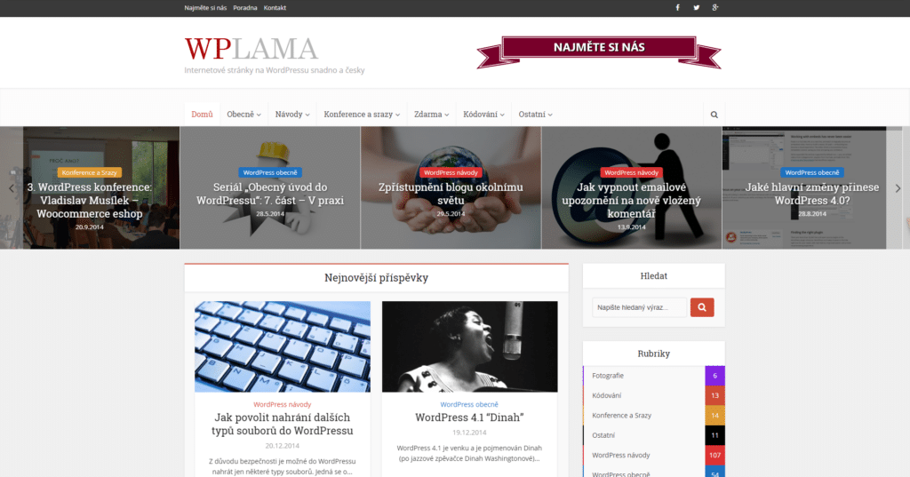 Web WPlama v roce 2015