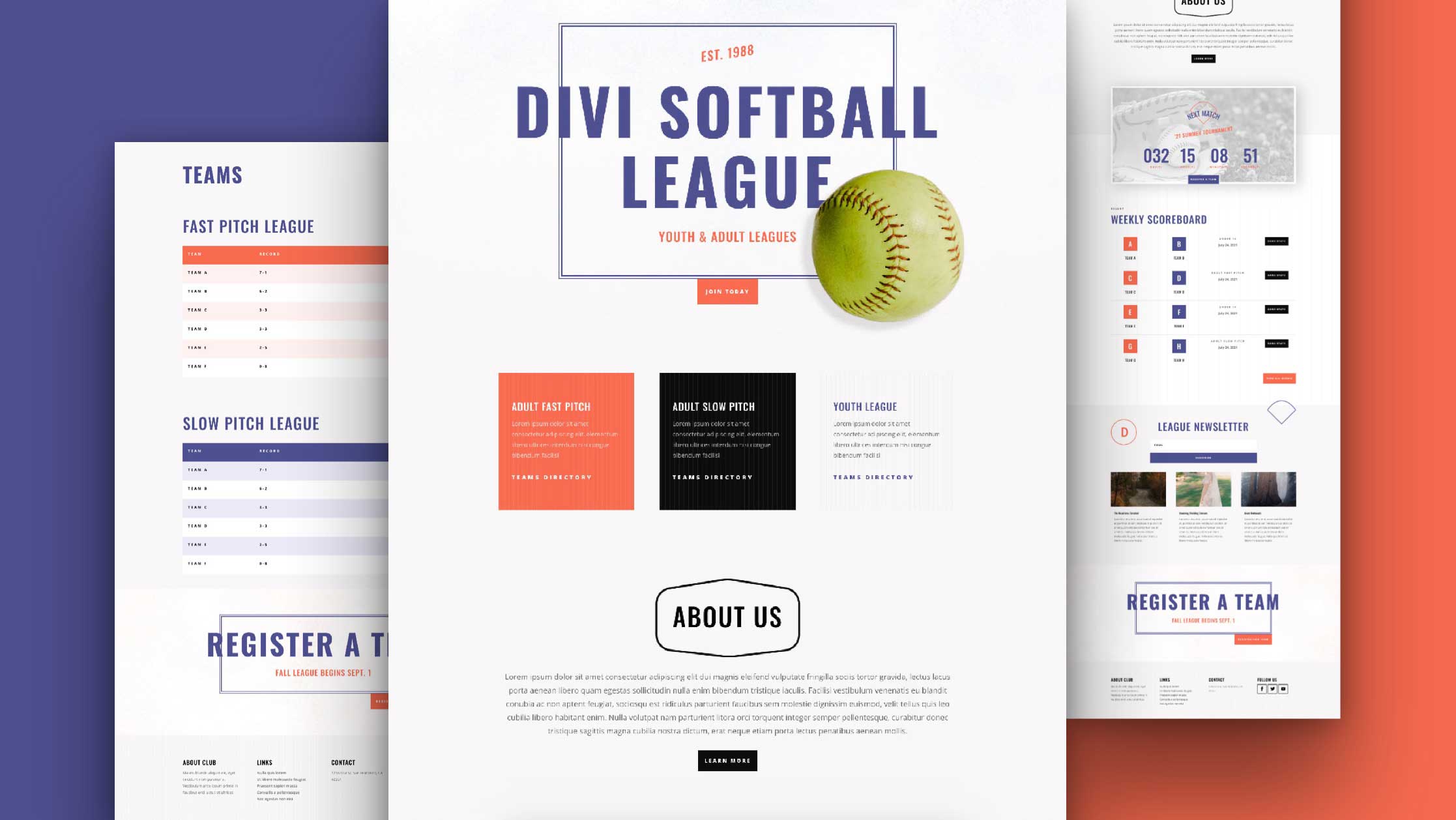 Náhled designu Softball League