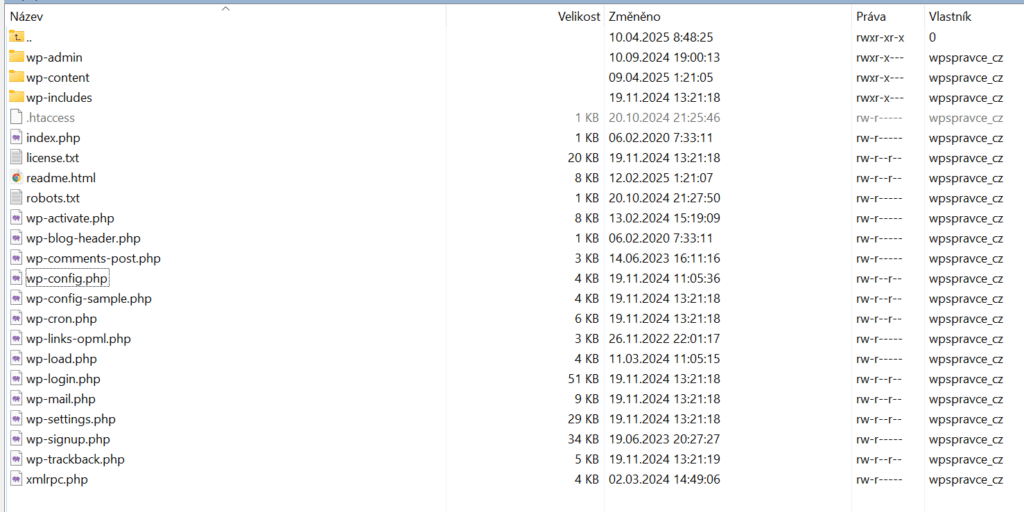 WordPress na FTP
