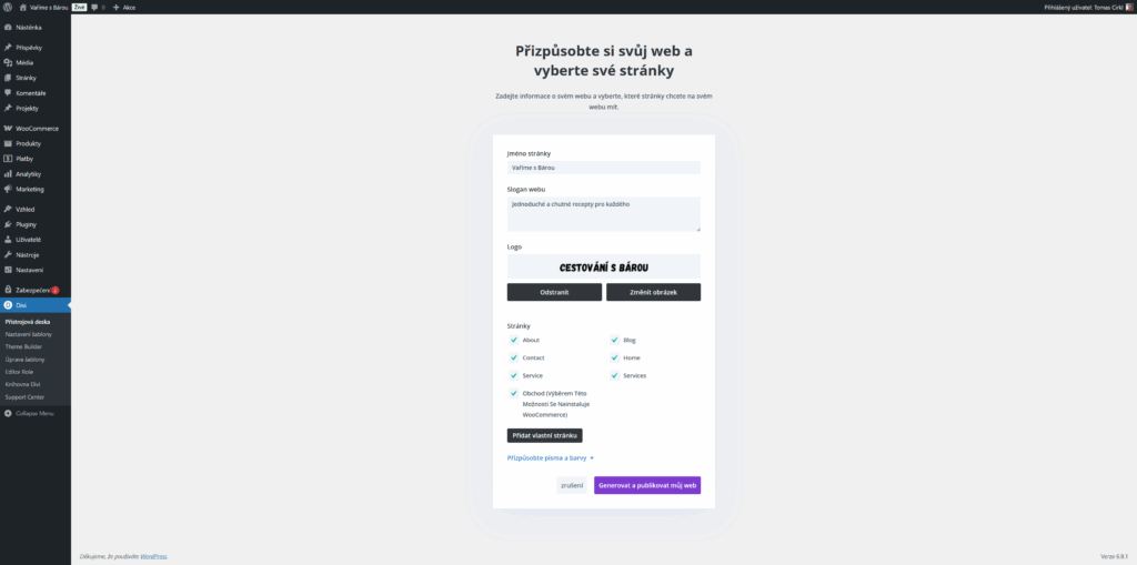 Informace o webu