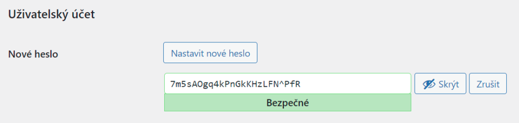 WordPress generování hesla