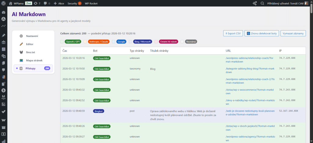 AI Markdown plugin - historie